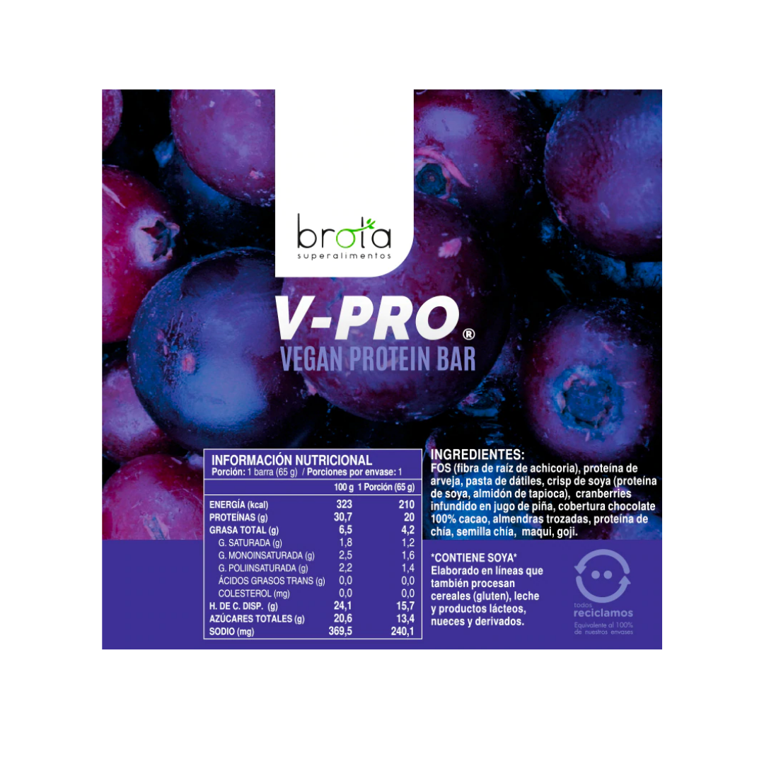 Pack 5 Barritas de Proteínas V-Pro Brota Patagonian Berries