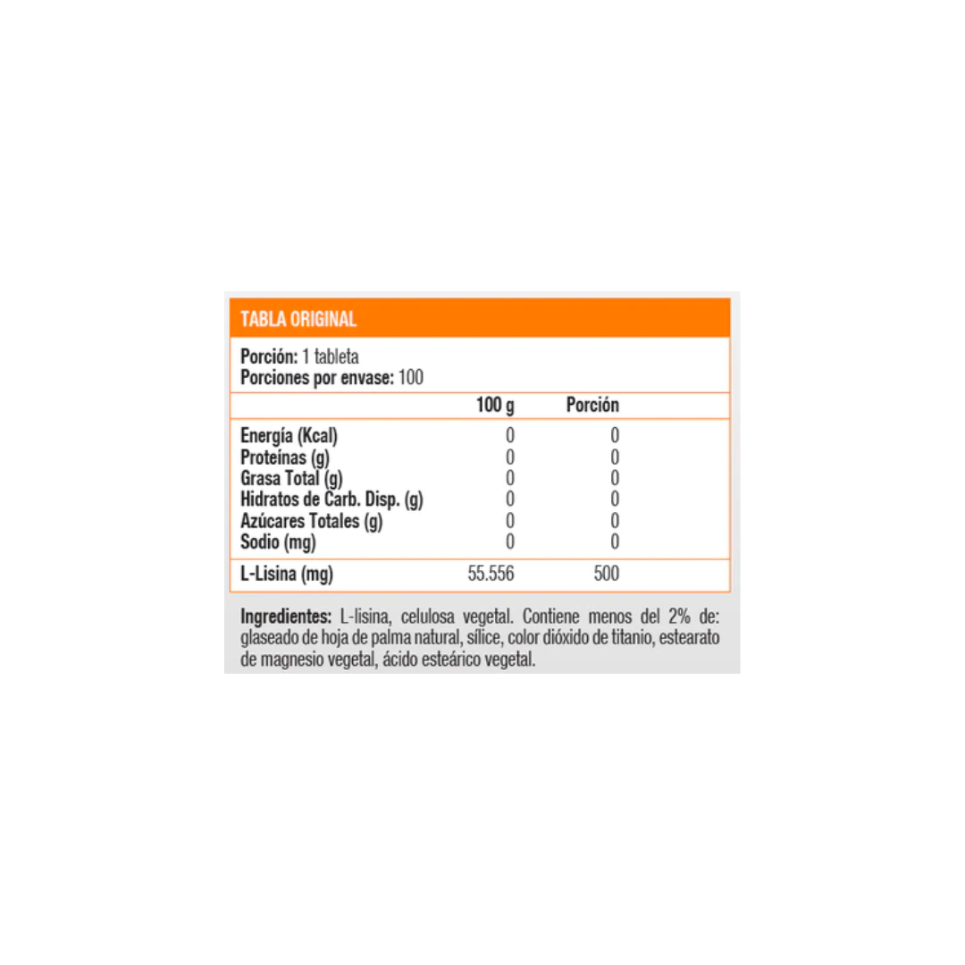 L-Lysine Sundown 500mg 100 Tabletas