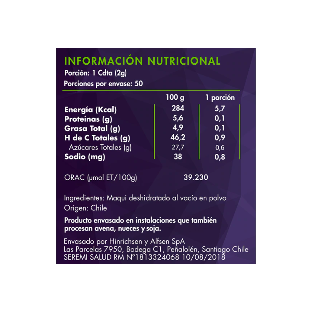 Maqui Orgánico en Polvo - 100gr. Brota