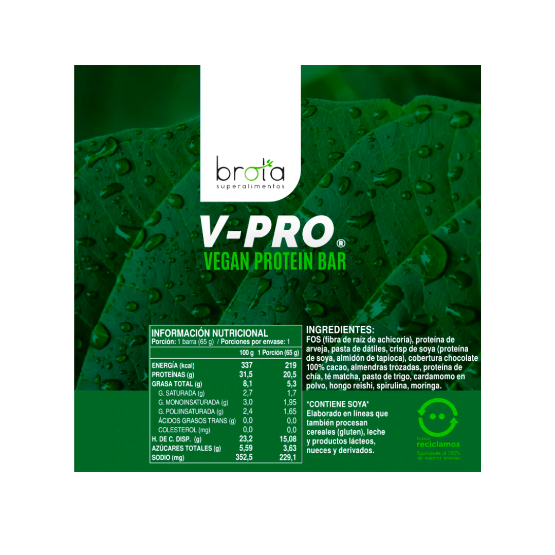 Pack 5 Barritas de Proteínas V-Pro Brota Matcha & Greens