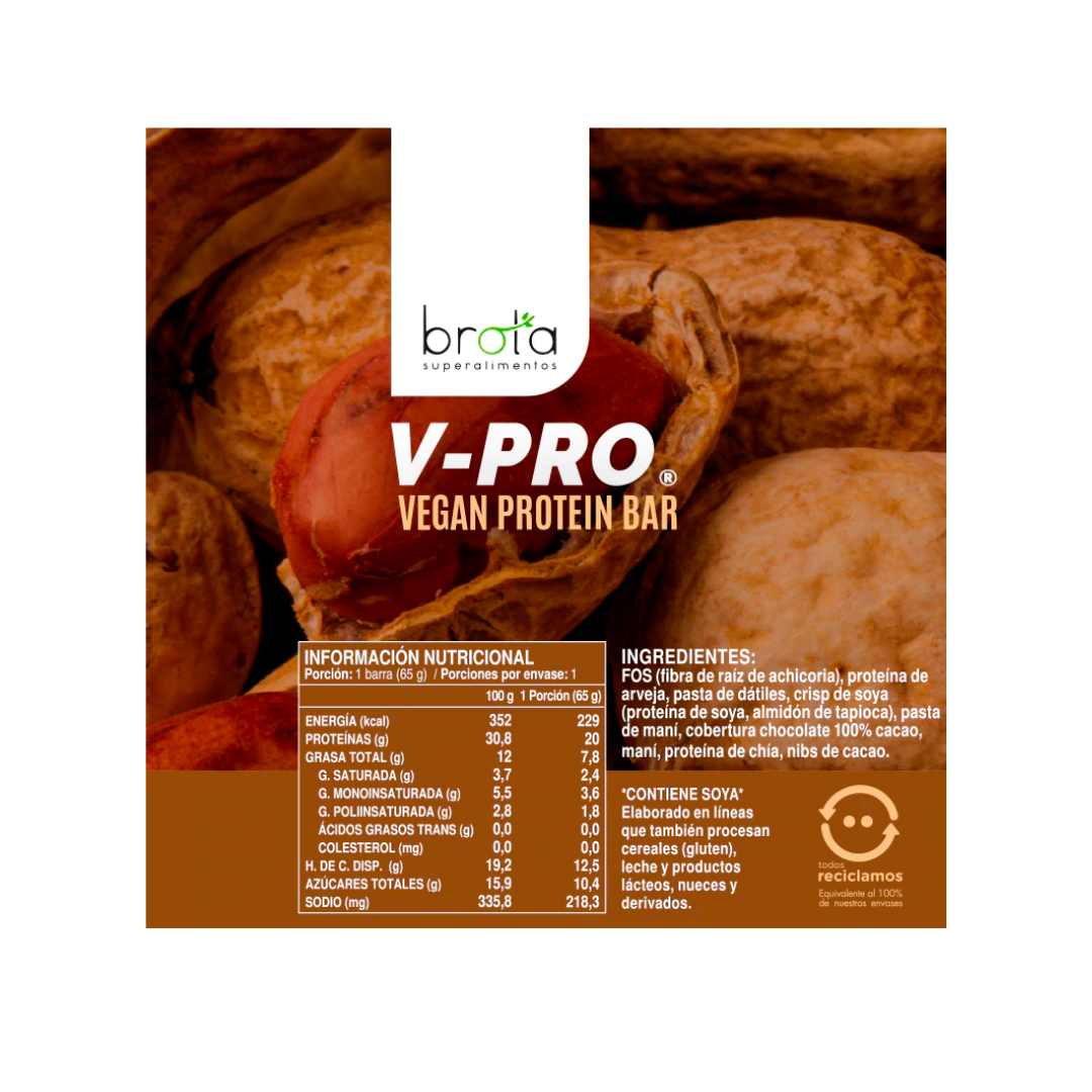 Pack 5 Barritas de Proteínas V-Pro Brota Cacao y Peanut