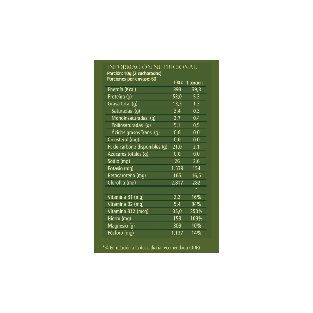 Chlorella Raw Aquasolar en Polvo 600gr 100% orgánico