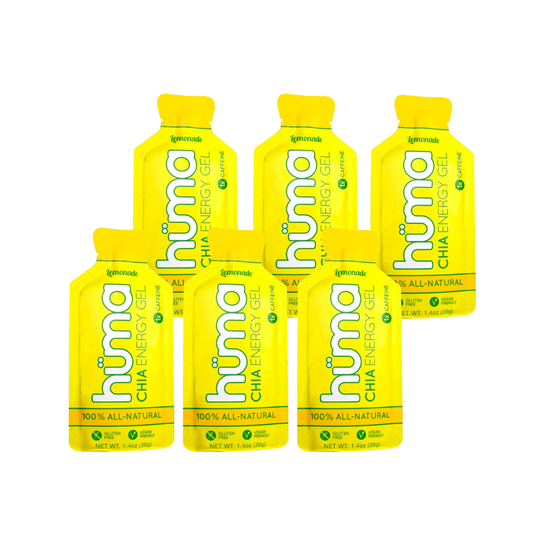 Gel Energético Hüma Lemonade con cafeína - Pack de 6