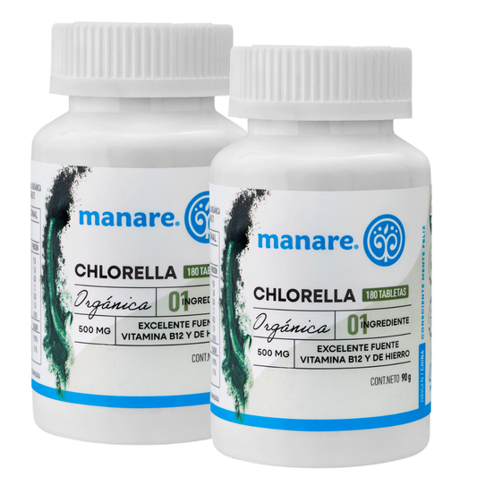 Chlorella Orgánica Manare Pack 2 Frascos | 360 Tabletas