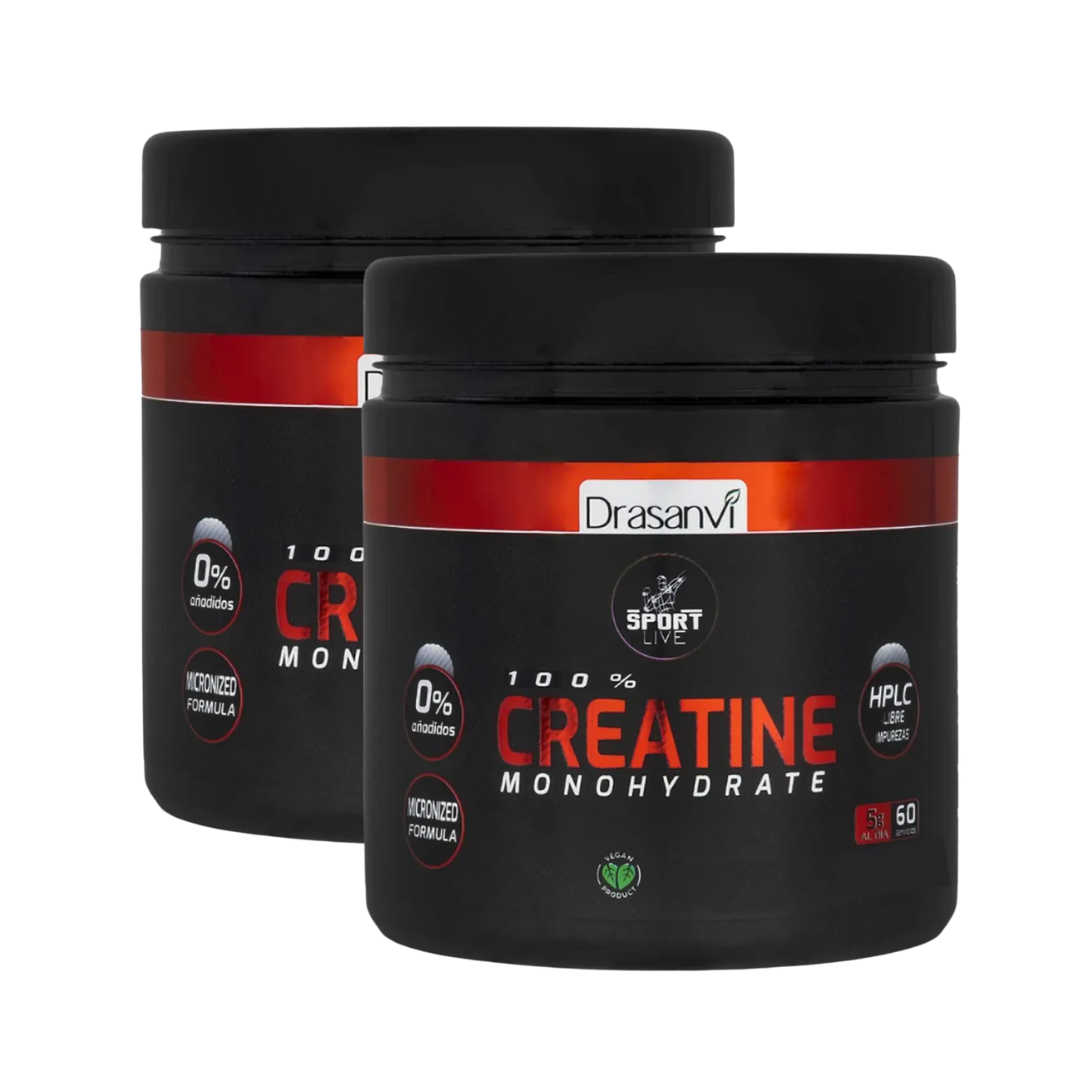 Creatina Monohidratada Drasanvi 300gr - Pack Mensual 2 Envases