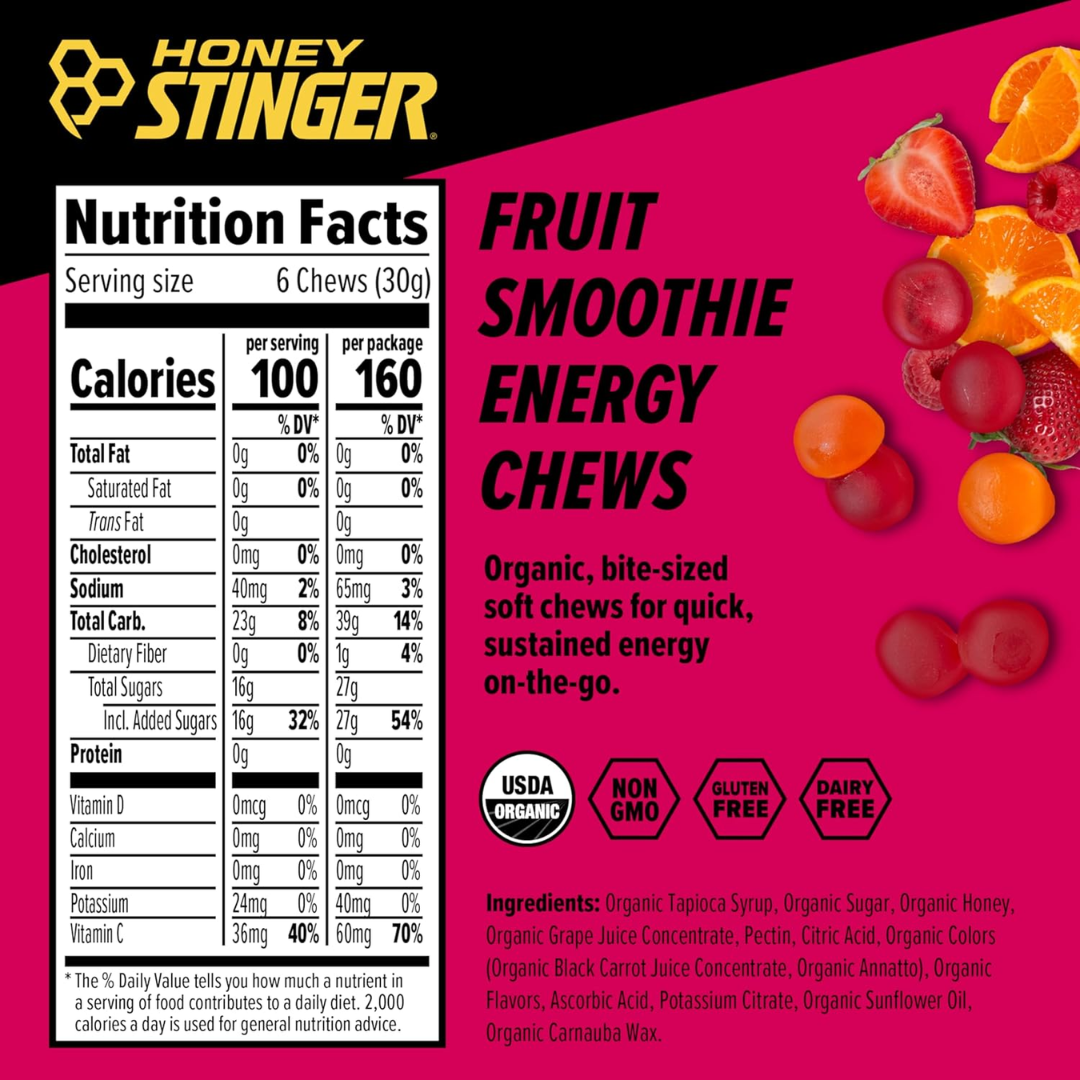 Energy Chews Honey Stinger Fruit Smoothie - Pack 6 Unidades