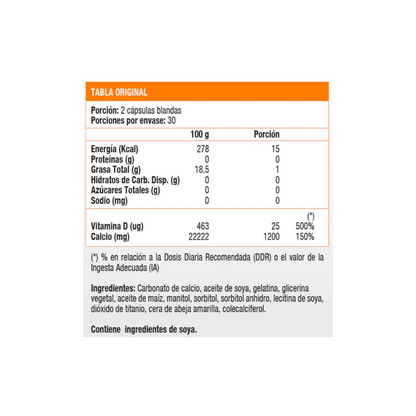 Calcium 1200mg + VItamina D3 Sundown 60 Cápsulas