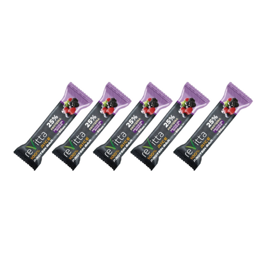 Pack 5 Barritas de Proteínas Veganas Revitta  Frutos del Bosque