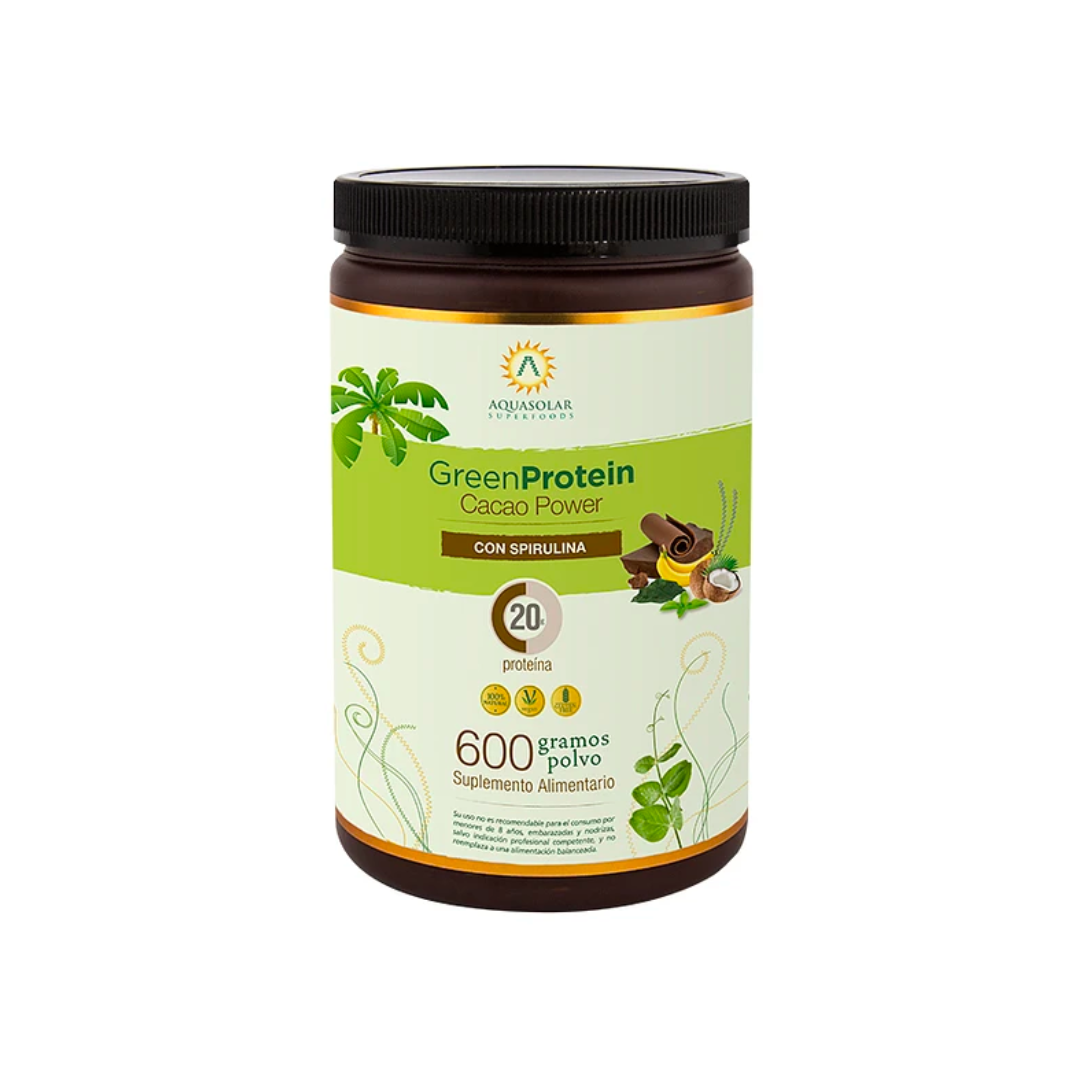 Proteína Vegetal Green Protein Cacao Power Aquasolar 600 Grs