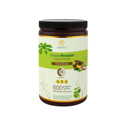 Proteína Vegetal Green Protein Cacao Power Aquasolar 600 Grs